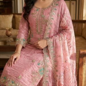 Embroidered Kurti Pant & Dupatta Set