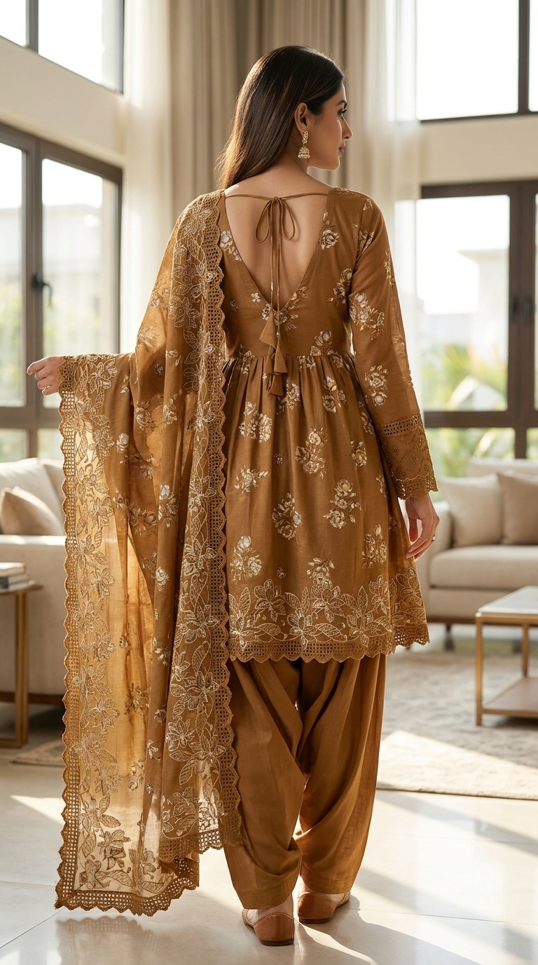 Embroidered Kurti Patiala & Dupatta Set - Image 3