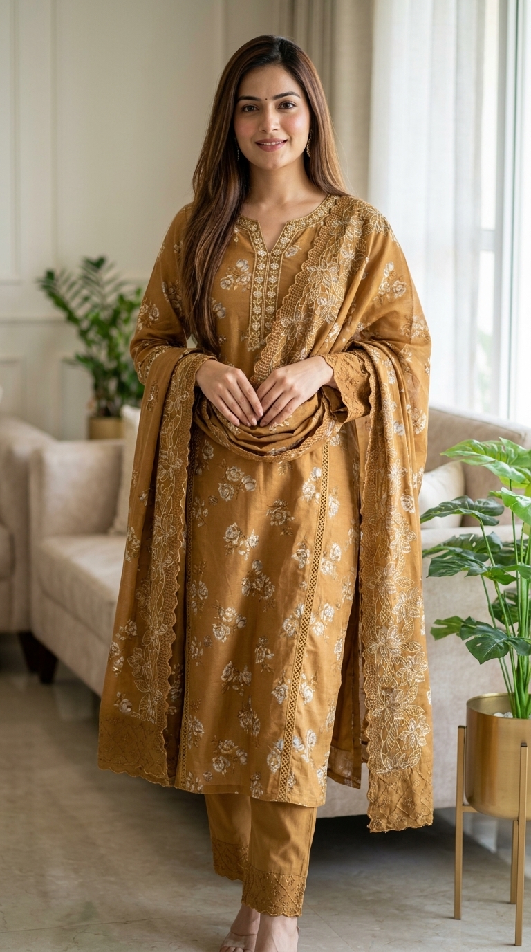 Embroidered Kurti Patiala & Dupatta Set - Image 2