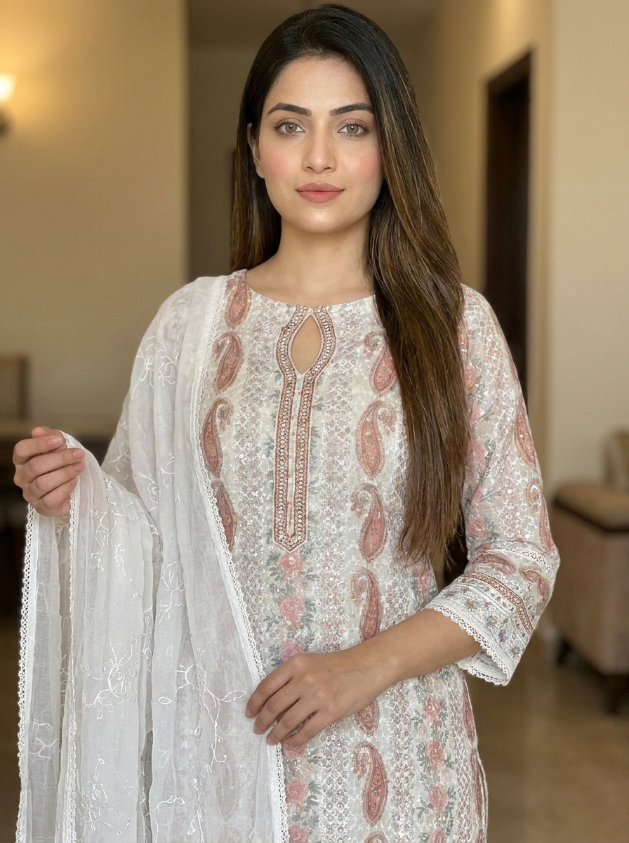 Elegant Printed Kurti Pant Dupatta Set - Image 2